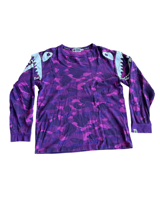 Bape Purple, double sided shark face Tee