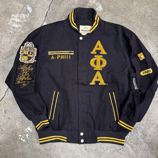 Bigboy Headgear Alpha Phi Alpha Fraternity Jacket Black And Gold New MSRP$195
