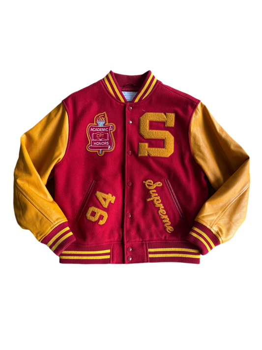 Supreme FW19 Team Varsity Jacket Red Men Size Medium