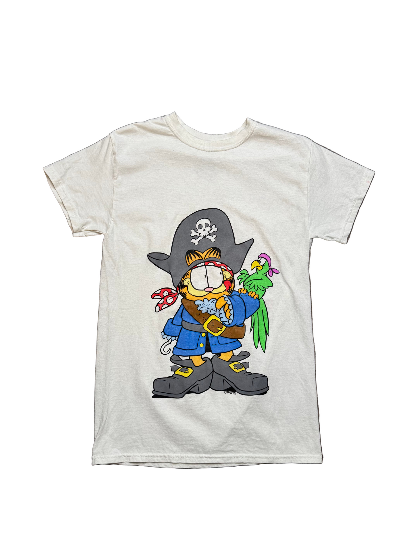 cream Vintage Garfield Pirate Graphic T-Shirt downtown LA streetwear