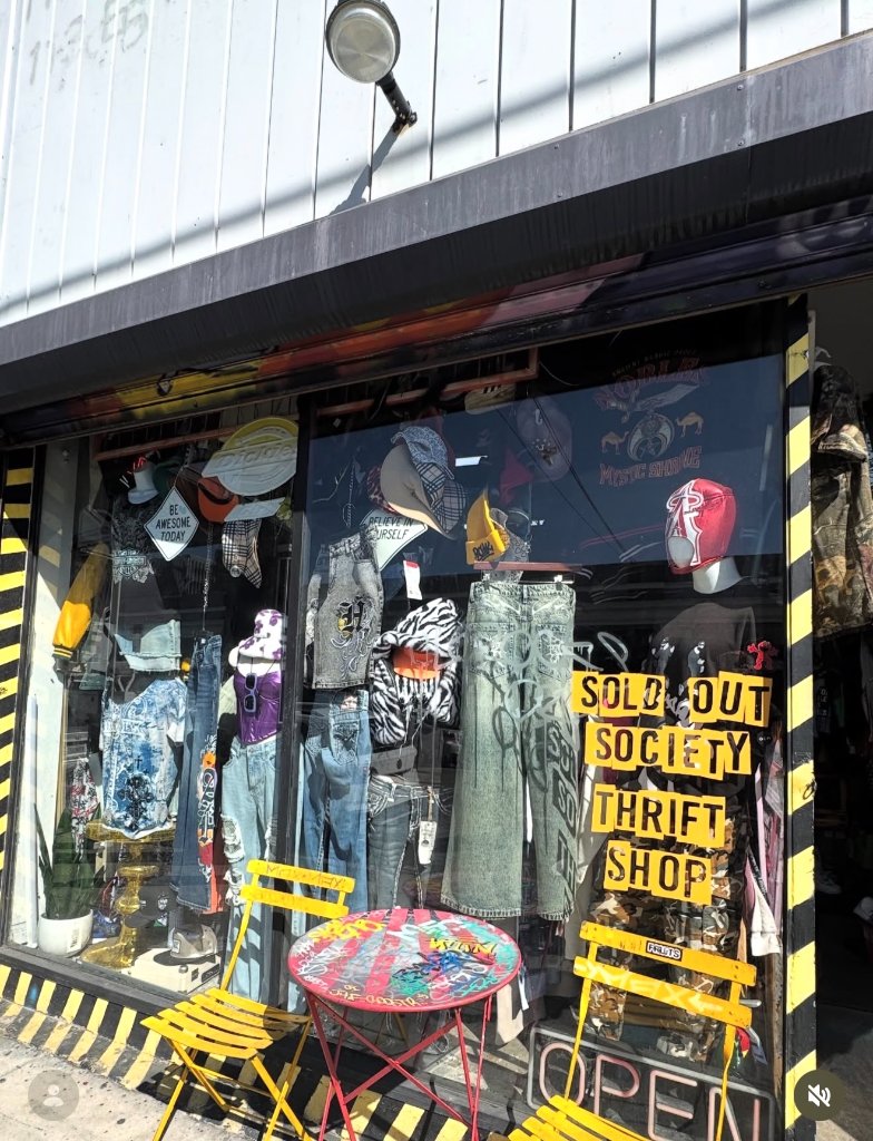 Sold Out Society thrift shop storefront downtown Los Angeles Fashion District vintage streetwear