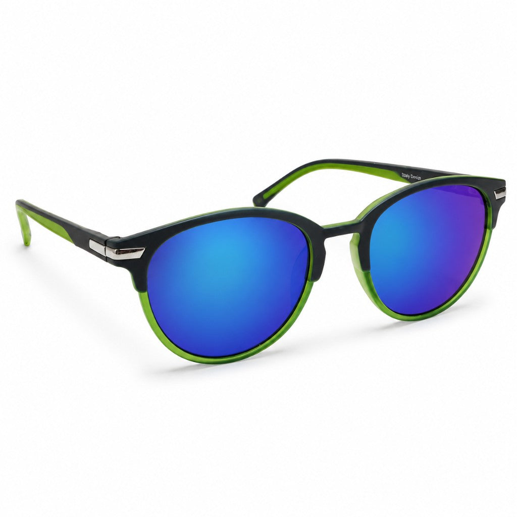 Blue green mirrored sunglasses retro rectangle streetwear shades