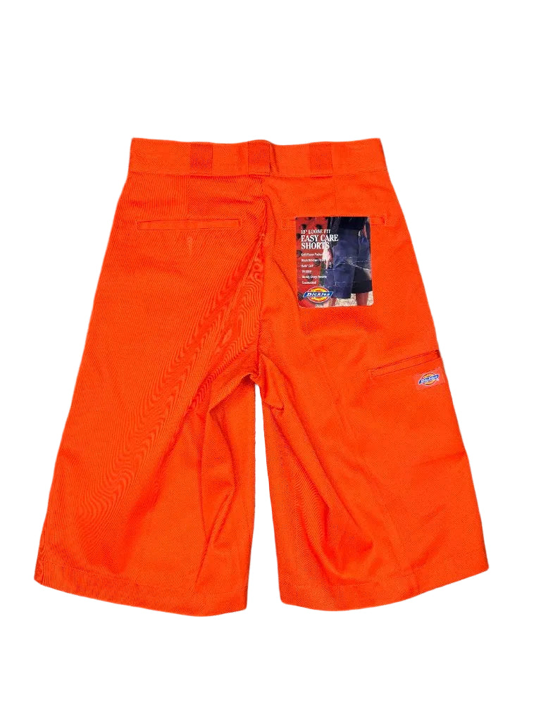 Not For Resale x Dickies orange shorts back Dickies Easy Care label
