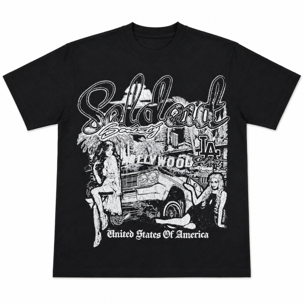 Sold Out Society Members Only Thrift T-Shirt front view – white graphic tee LA streetwear