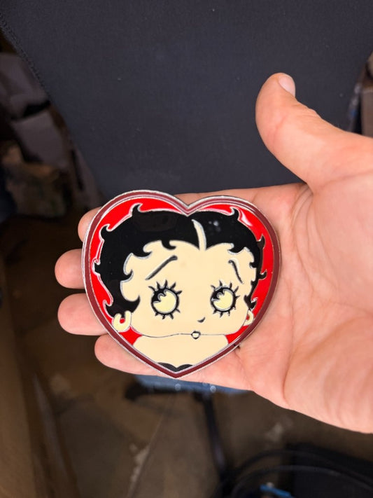 Vintage Betty Boop heart belt buckle front character relief detail