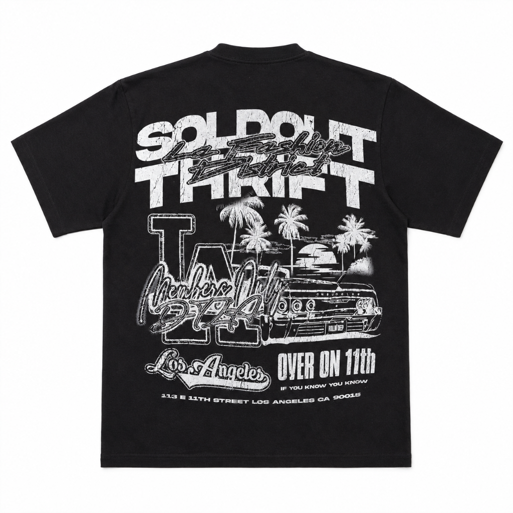 Sold Out Society Members Only Thrift T-Shirt back view – Members Only Thrift Over On 11th LA