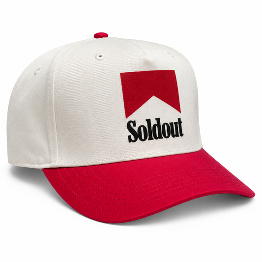 "SOLDOUT" Cream and Red Snapback Hat – Cigarette Logo