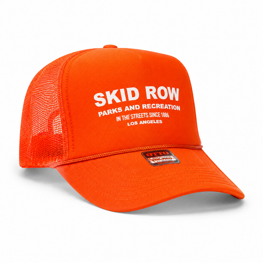 Skid Row "Parks and Recreation" Orange Trucker Hat – LA Snapback
