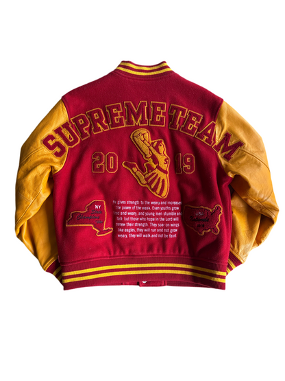 Supreme FW19 Team Varsity Jacket Red Men Size Medium