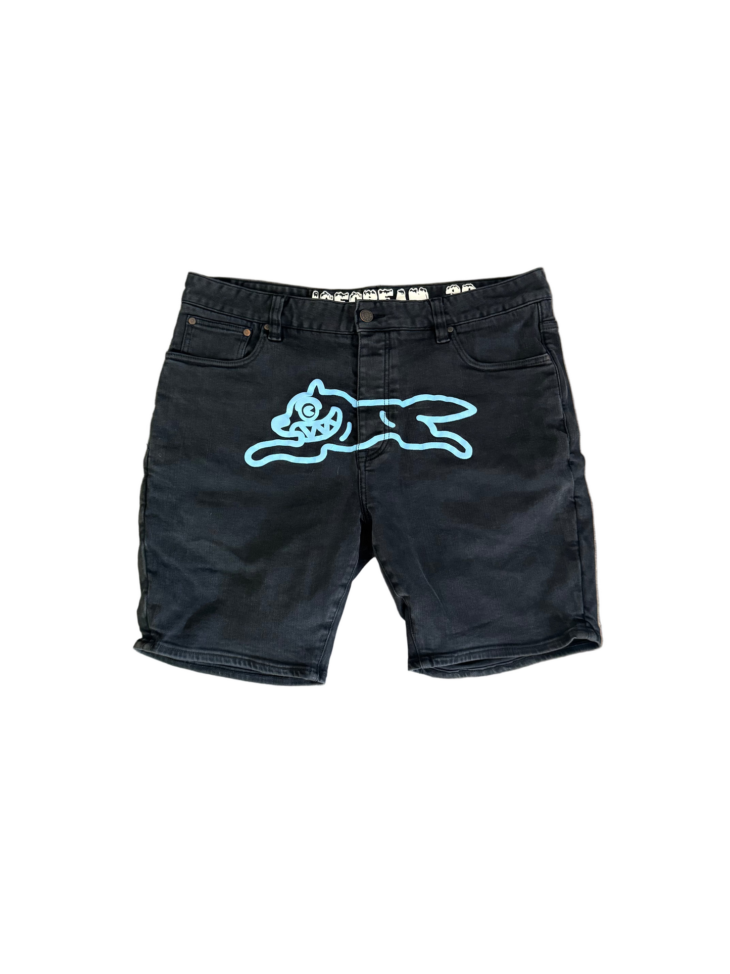 black blue cream Icecream Denim Shorts Black Blue LA streetwear thrift