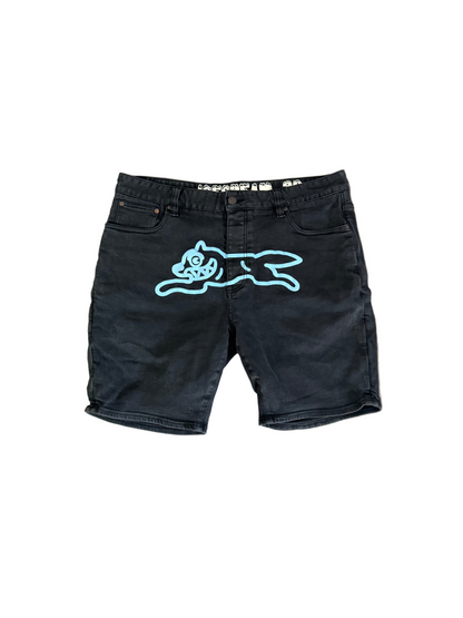 black blue cream Icecream Denim Shorts Black Blue LA streetwear thrift
