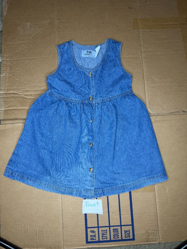 JM Originals denim dress front laid flat medium blue wash