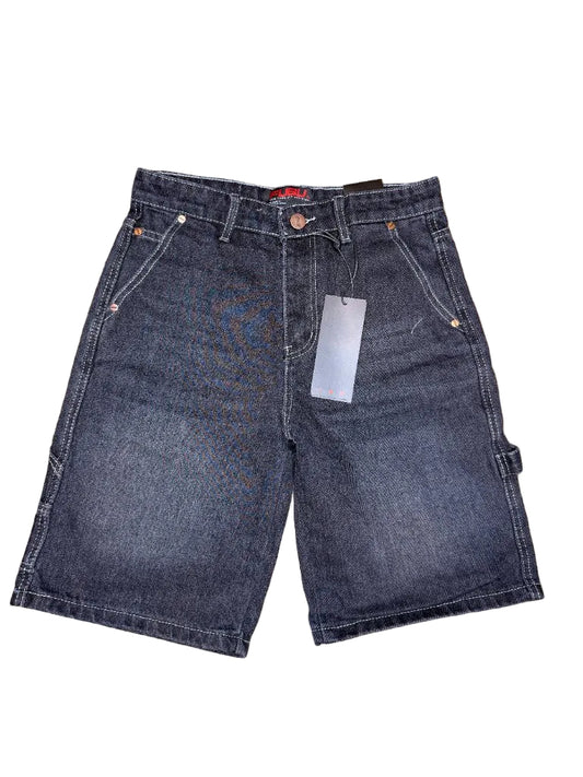 FUBU dark indigo denim jorts vintage streetwear shorts size 30 front view