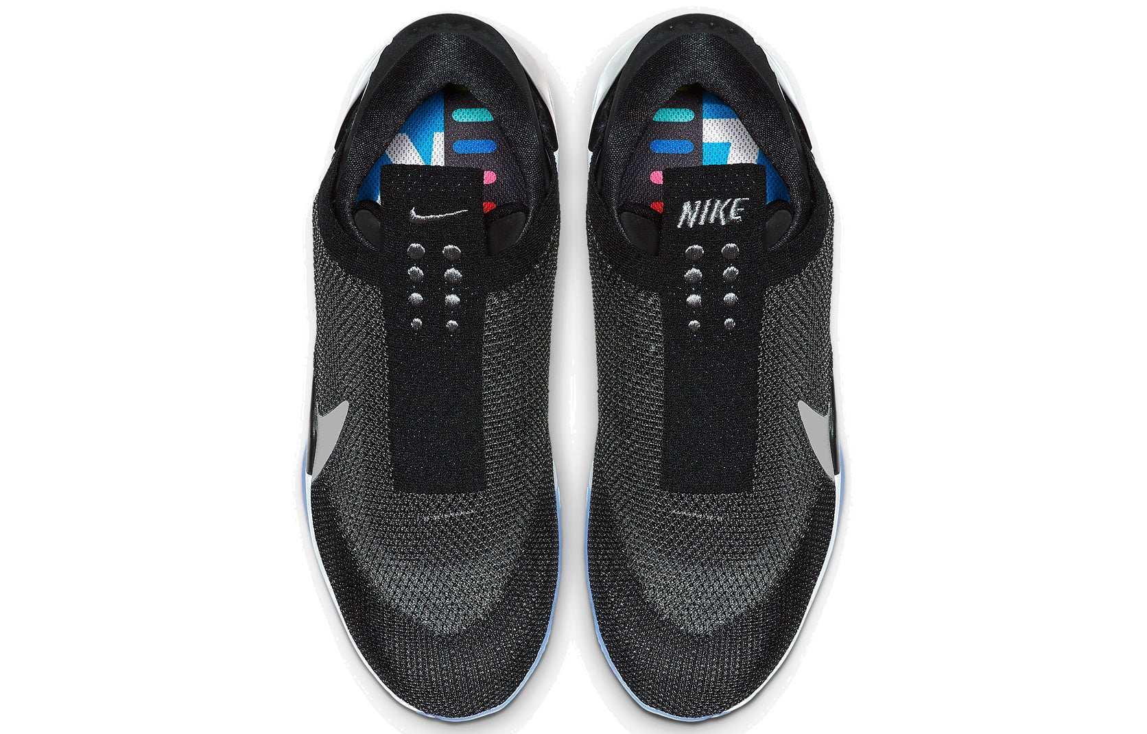 Nike Adapt BB Black top down view self-lacing basketball sneakers