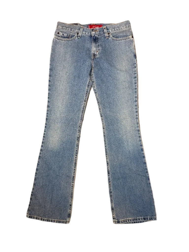 vintage Levi's 505 straight leg light wash denim jeans front view 90s streetwear