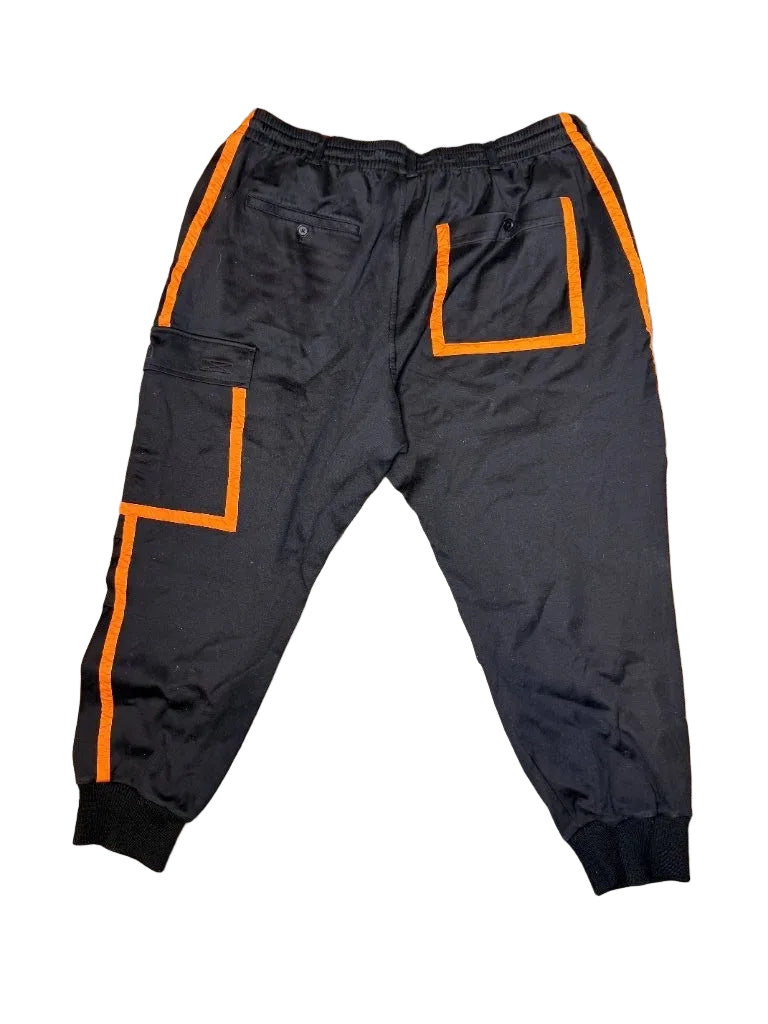 Y-3 Yohji Yamamoto adidas black orange cargo jogger pants back view designer streetwear